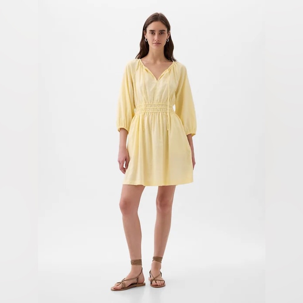 Linen-Blend Mini Dress